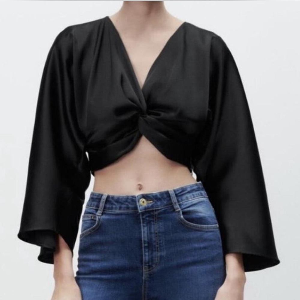 Knotted Satin Crop Top